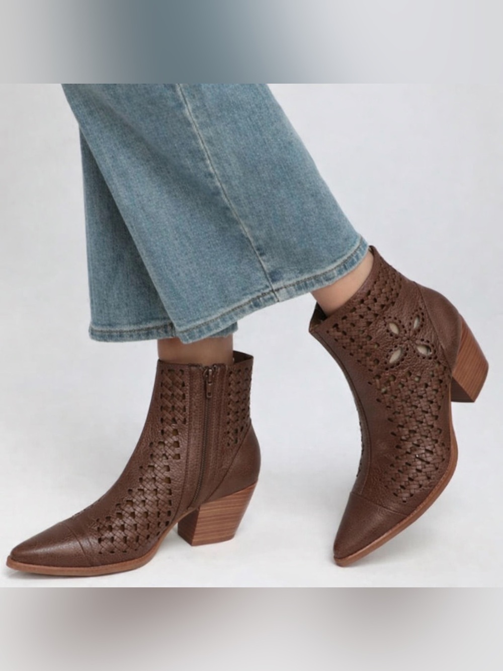 Matisse Bello Boho Western Ankle Booties Brown Leather Size 8